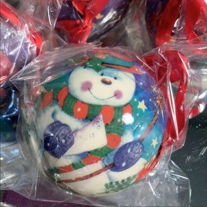 Shackman Christmas Balls Snowman Vintage Hanging Lot of 12 NOS #B10